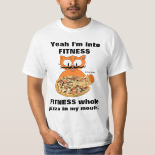 Yeah Im Into Fitness, Funny Cartoon Moustache Cat T-Shirt
