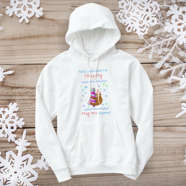 Yeah, I'm Naughty Sloth Hugging Xmas Ornament  Hoodie (Spread Naughty Sloth Cheer! Gift this hoodie, laugh-filled Christmas delight!)