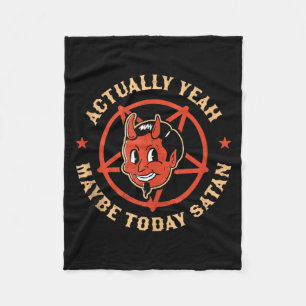 Yeah Maybe Satan Retro Vintage Halloween Goth Fleece Blanket