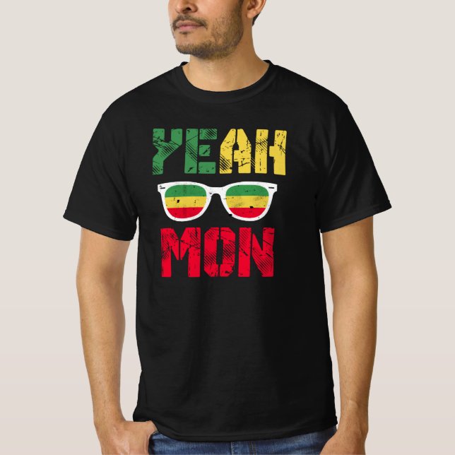 Yeah Mon Jamaican Vacation Jamaica Reggae Rastafar T-Shirt (Front)