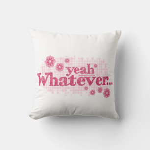 yeah Whatever red pink white cushion pillow