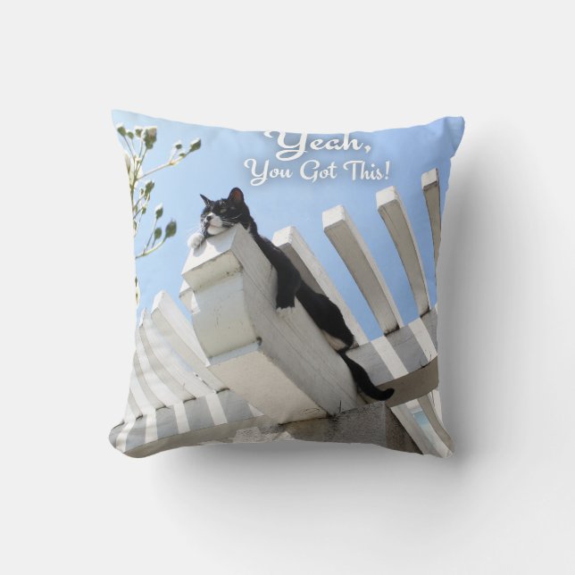 Yeah You Got This Cat Encouraging Slogan Cushion (Front)