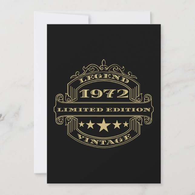 Year 1972 Personalised Birthday Party Invitation (Front)