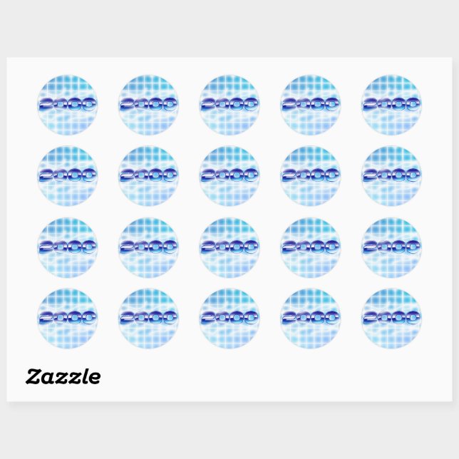 Year 2000 graphic classic round sticker (Sheet)