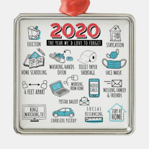 Year 2020 Quarantine Christmas Commemorative Metal Ornament