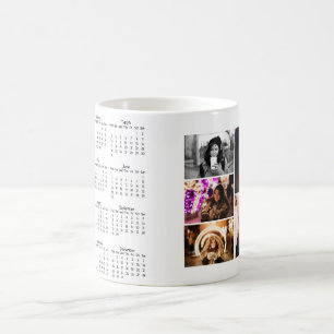 Year 2025 Calendar 5 Photo Collage Coffee Mug