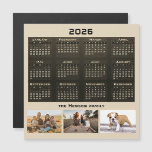 Year 2026 Calendar 3 Family Photo Collage 