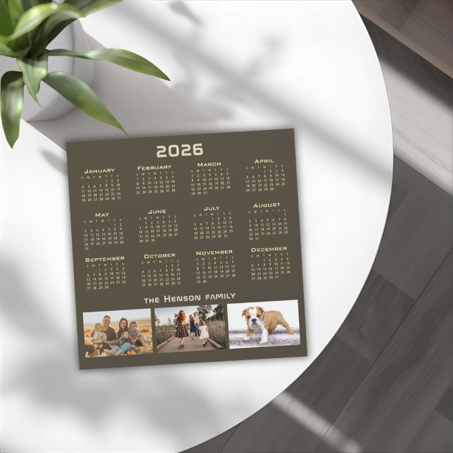 Year 2026 Calendar 3 Family Photo Collage  (Creator Uploaded)