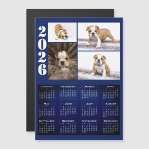 Year 2026 Calendar Dog Pet 4 Photo Collage Magnet