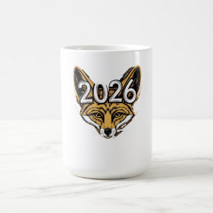 Year 2026 Fennec Fox Mascot - Bold New Year Design Coffee Mug