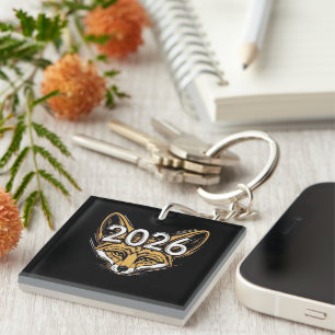 Year 2026 Fennec Fox Mascot - Bold New Year Design Key Ring