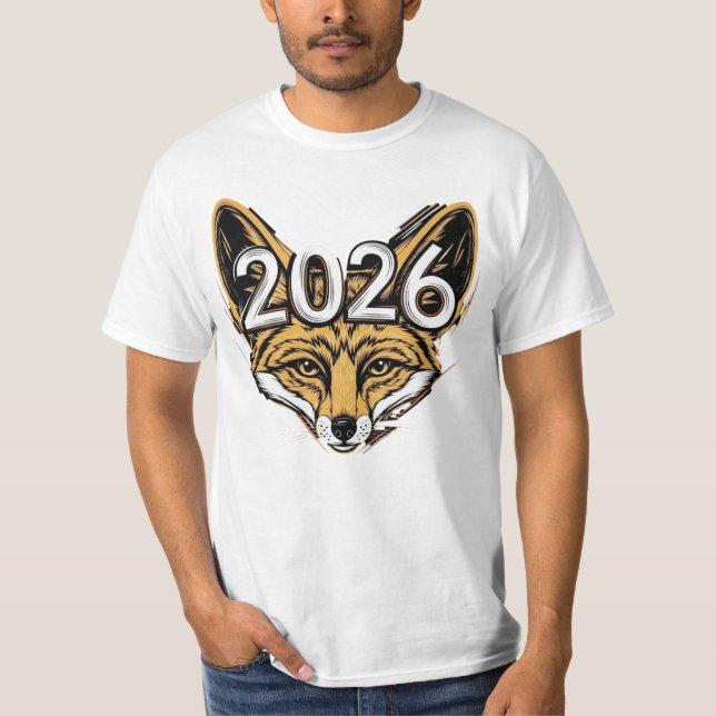 Year 2026 Fennec Fox Mascot - Bold New Year Design T-Shirt (Front)
