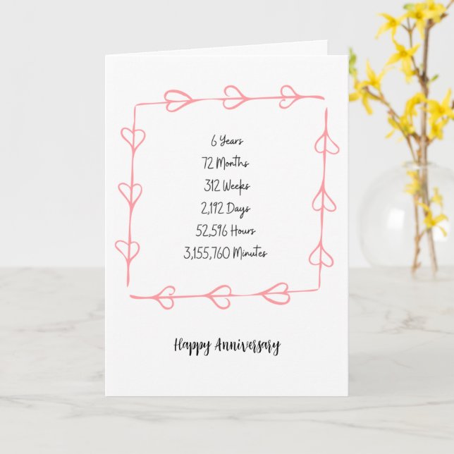 Year 6 Anniversary Card (Yellow Flower)