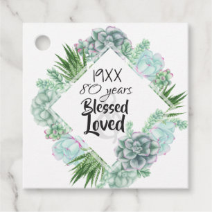 Year Born Personalised 70th 75 80th 85 Succulents Favour Tags