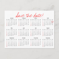 Year Calendar 2018 Save the Date Postcard