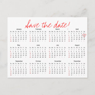 Year Calendar 2018 Save the Date Postcard