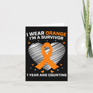 Year Cancer Free Leukaemia Survivor Gifts Orange A Card