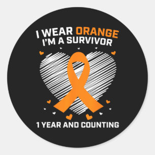 Year Cancer Free Leukaemia Survivor Gifts Orange A Classic Round Sticker