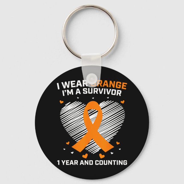 Year Cancer Free Leukaemia Survivor Gifts Orange A Key Ring (Front)