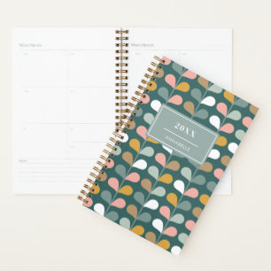 Year Date Monogram Name Floral Petals Pattern Planner