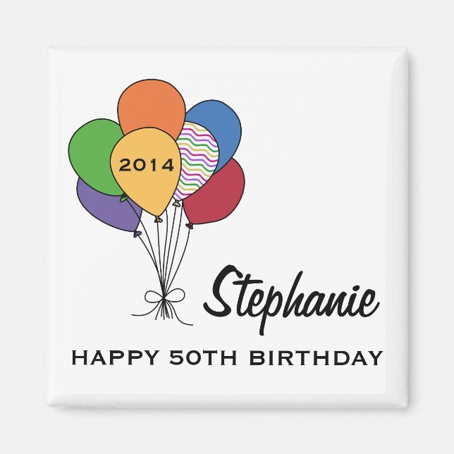 Year Dated, Age, Name Personalised Birthday Magnet (Front)