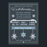 Year End Celebration Christmas Party Invitation<br><div class="desc">Corporate Year End Celebration Christmas Party Invitation with a modern feel.  Shades of blue and white with snowflakes,  snow piles and banner ribbon on front.</div>