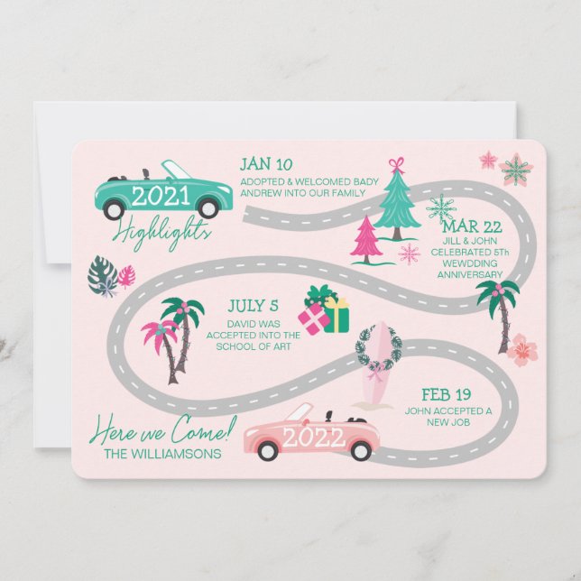 Year End Highlight Tropical Christmas Let's Roll Holiday Card (Front)