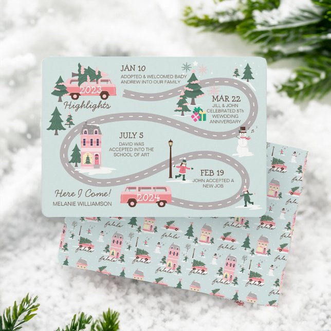 Year End Highlight Van Life Christmas Road Map Holiday Card (Year End Highlight Van Life Christmas Road Map Holiday Card)
