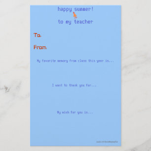 Year-end teacher thank you note