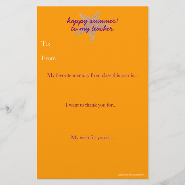 Year-end teacher thank you note (Front)