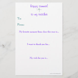 Year-end teacher thank you note