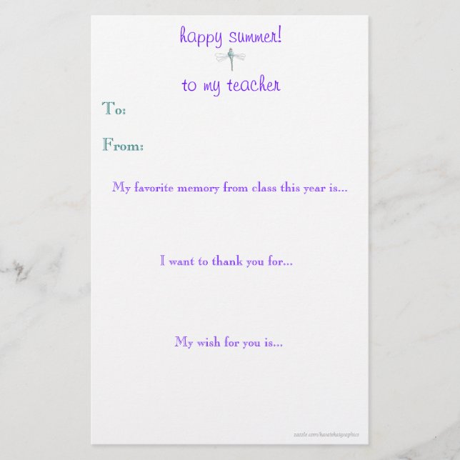 Year-end teacher thank you note (Front)