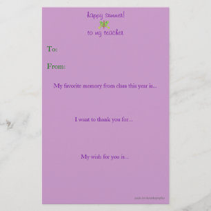 Year-end teacher thank you note