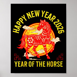 Year Fire Horse Chinese Lunar Zodiac Poster