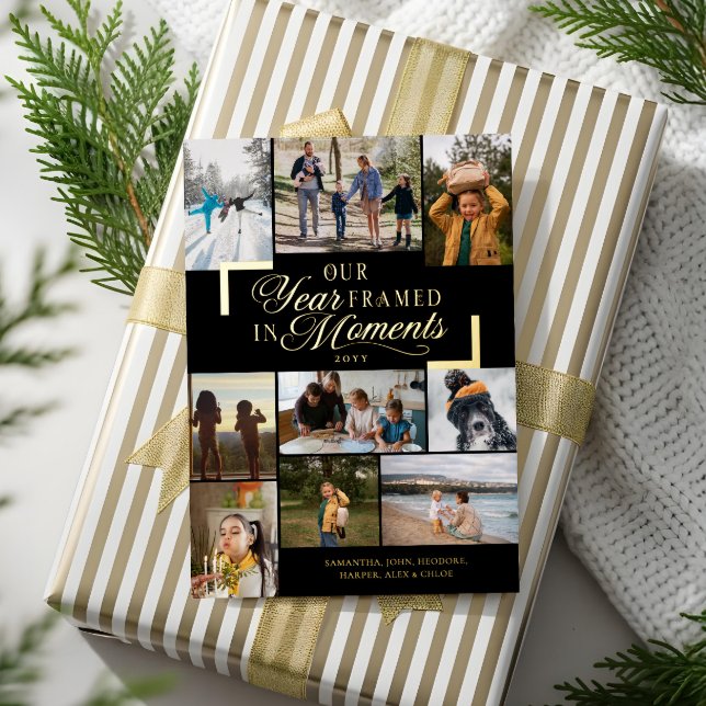 Year Framed in Moments Family Photos Christmas Foil Holiday Card (Year Framed in Moments Family Photos Christmas Foil Holiday Card)