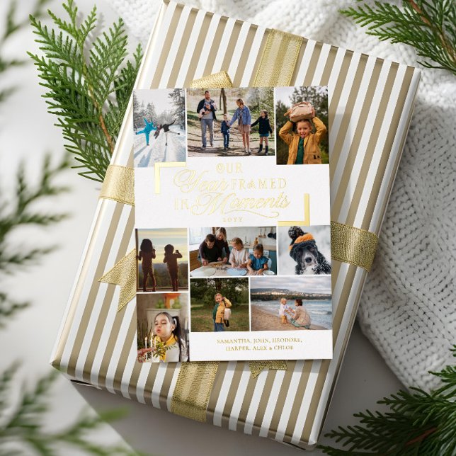 Year Framed in Moments Family Photos Christmas Foil Holiday Card (Year Framed in Moments Family Photos Christmas Foil Holiday Card)
