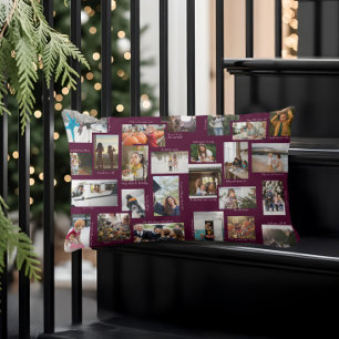 Year in Moments 25 Family Photo Collage & Captions Lumbar Cushion