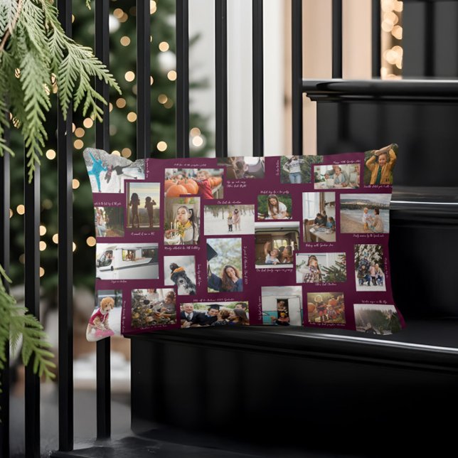 Year in Moments 25 Family Photo Collage & Captions Lumbar Cushion (Year in Moments 25 Family Photo Collage & Captions Lumbar Pillow)