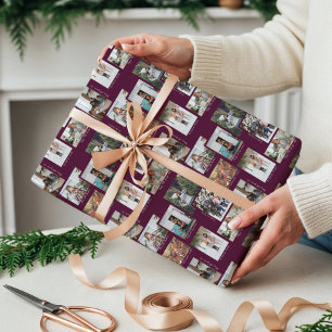 Year in Moments 8 Family Photo Collage & Captions Wrapping Paper