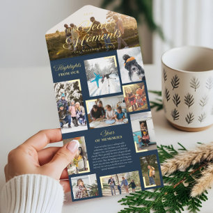 Year in Moments Family Photo Collage Christmas All In One Invitation