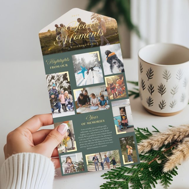 Year in Moments Family Photo Collage Christmas All In One Invitation (Year in Moments Family Photo Collage Christmas All In One Invitation)