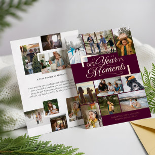Year in Moments Family Photo Collage Christmas Foil Holiday Card