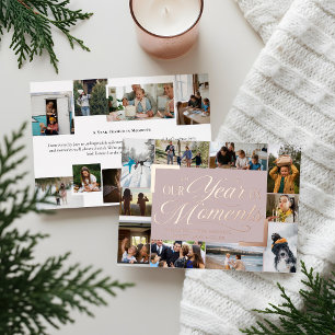 Year in Moments Family Photo Collage Christmas Foil Holiday Card