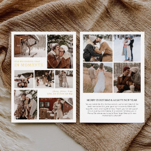 Year in moments family photo collage Christmas Foil Holiday Card