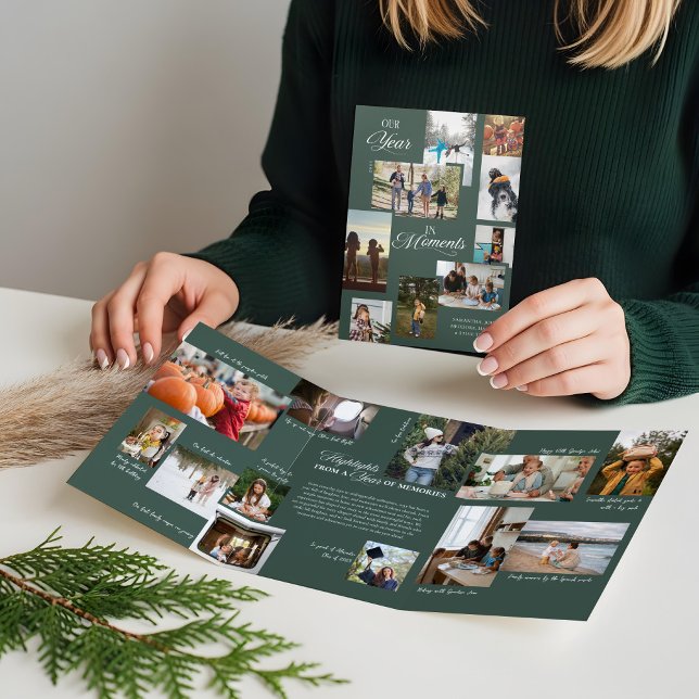 Year in Moments Family Photo Collage Christmas Tri-Fold Holiday Card (Year in Moments Family Photo Collage Christmas Tri-Fold Holiday Card2)