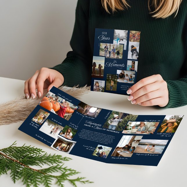 Year in Moments Family Photo Collage Christmas Tri-Fold Holiday Card (Year in Moments Family Photo Collage Christmas Tri-Fold Holiday Card (Front & Inside))