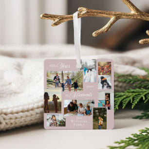 Year in Moments Family Photo Collage Keepsake Gift Metal Tree Decoration