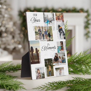 Year in Moments Photo Collage Coordinates Keepsake Plaque