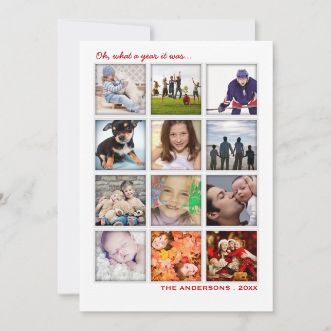 Year in Review 12 Photo Collage Holiday Card (Front)