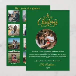 Year in Review at a What a year Green and Gold Holiday Card